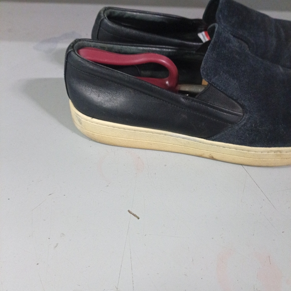 Prada Black and Cream Slip-On Loafers